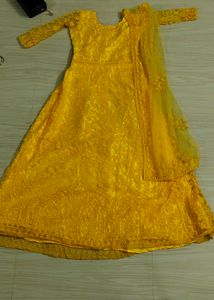 Golden Yellow Anarkali Dress & Dupatta