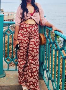 Brick red ZARA Printed Trousers