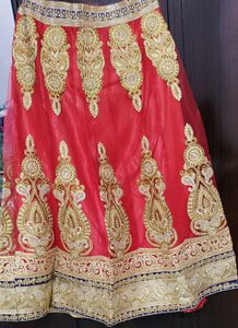 Red and Gold Embroidered Lehenga