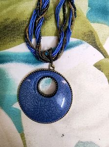 Blue Choker And Earrings Set / Necklace