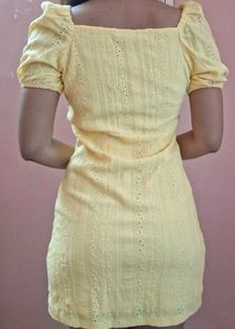 Yellow Mini Embroidered Dress