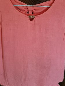 Peach Color Peplum Top For Girls