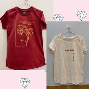 Two Cute Graphic Tees - Size Medium