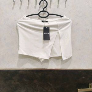 White Slit Mini Skirt - Shein