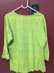Lime Green Plaid Tunic Top