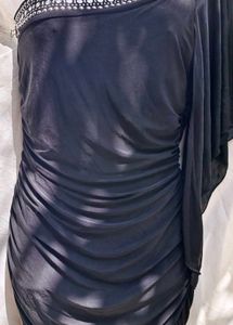 9149. Chic One-Shoulder Black Dress
