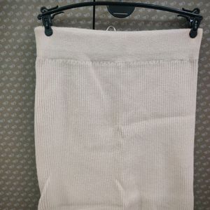 Cream Colour Ribbed Winter Skirt