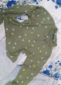 Olive Green Print Top