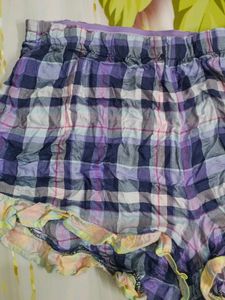 (1112)Plaid Ruffle Shorts