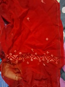 Red Embroidered Dupatta