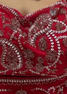Red Embroidered pre draped saree new