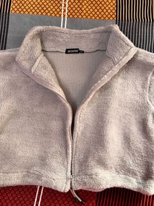 Women Grey Melange Solid Faux Fur Tailored Jacket