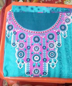 Beautiful printed cotton dress material with Georgette Dupatta