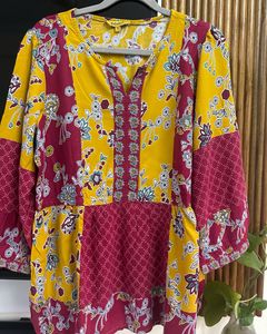 Floral Print Yellow And Red Blouse, size 36-38
