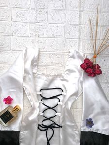 Corset Back Satin Kurti 🖤