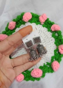 Oxidized Silver Jhumkas