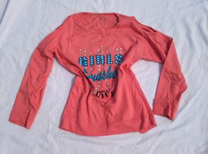 Shoulder Cut Full Sleeve Women Cotton Tee