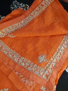 Georgette Orange Punjabi Suit (Drycleaned) ✅️