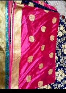 Pink & Teal Silk Saree.
