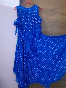 A Beautiful Blue &amp; White Polka Dot Printed Gown💙