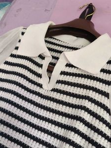 Striped Knit Top with Sheer Sleeves