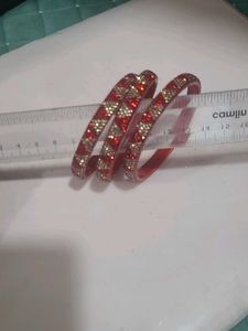 Red & Gold Decorative Bangles - Set of 3