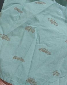 Men&#39;s Light Green Car Print Shirt