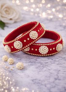 Red & Pearl Bangle Set