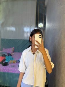 White textured button-down shirt