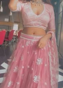 Pink Floral Embroidered Lehenga Set