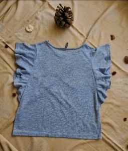 Blue Ruffle Sleeve Top from L.O.V by Westside