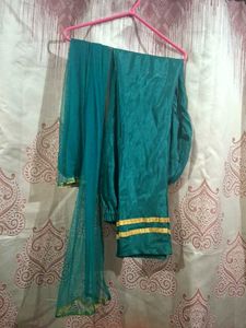 Emerald Green &amp; Gold Anarkali