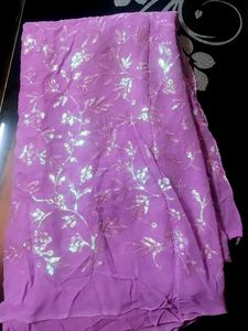 Purple Saree 🥻 Sequins Work