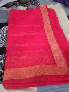 Pink Georgette Saree