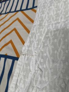 Women White Lace Embroidery Cotton Kurta