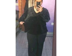 Plus Size Black Velvet Top