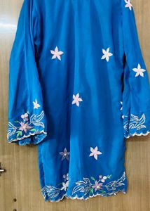 blue pakistani style kurta pant set