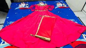 Heavy Hott Pink Gown With Dupatta