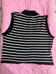 Gothic Black And White Strips Cropped Top!