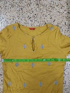 Mustard Embroidered Kurta