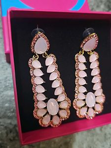 Pink Stone Dangle Earrings