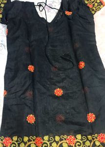 Embroidered Black Kurti Top
