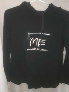 Fitted Black Hoodie Like Top