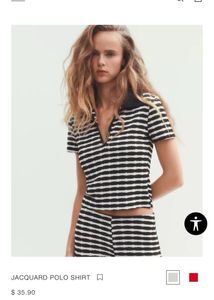 Zara Striped Knit Polo Top
