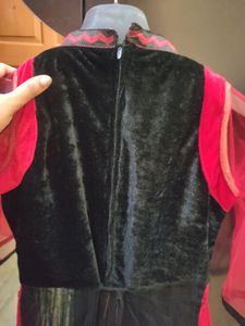 Red&amp;Black Lacha with Skirt And Dupatta