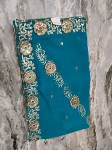 Teal Embellished Saree