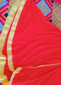 Red Mirror Work Fish Cut Long Gown