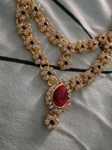 Elegant Two-Tier Red Stone Necklace