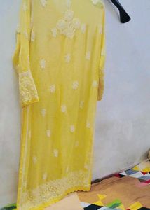 Yellow Lucknowi Chicken Curry Kurta With Inner