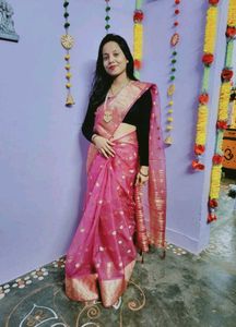 Beautiful Pink Rose Georgette Saree